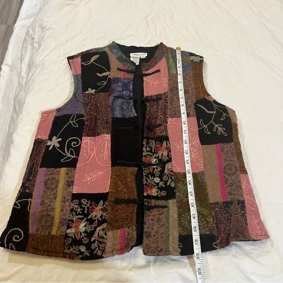 Coldwater Creek Wool Patchwork Vest Petite Medium black pink - Picture 8 of 9